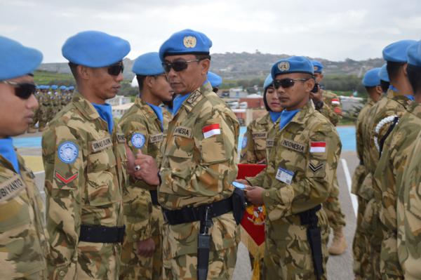 128 Prajurit TNI Pasukan Perdamaian Unifil Naik Pangkat di Lebanon